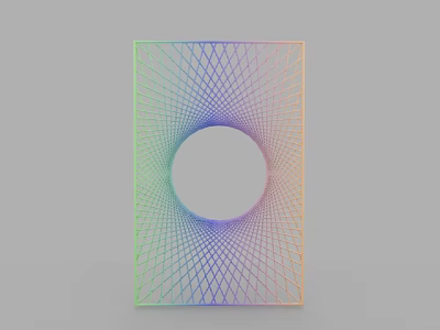 Colorful Geometric Room Divider With Gradient Grid And Circular Cutout Design 3d model
