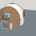 Unique Dome Shaped House With Wooden Walls White Exterior And Glass Windows Door