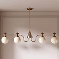 Modern Chandelier With Brass Frame And White Globe Shades For Interior Lighting Design 3d model