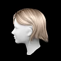 Game And Movie Character Blonde Wavy Hair Wig Model On Head Sculpture