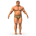 Shirtless Muscular Man Standing in Traditional Loincloth with Well Built Physique