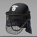 Durable Tactical Helmet with Metal Mesh Shield Cloth Ear Flaps and Emblem Design for Protection