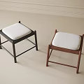 Modern Minimalist Stools With Black And Walnut Frames White Padded Seats For Home