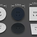 Modern Switch Panels with Round and Square Shapes White Black and Dimensions 6.24cm 5.20cm