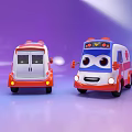 Red White Cartoon Ambulance Toy Vehicles With Cute Faces Headlights And Shiny Surface