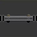 Industrial Gray Metal Structure With Yellow Black Warning Stripes And Paneled Surface Design