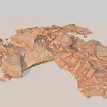 Red Rocks With Various Sizes Shapes And Green Moss Natural Formation