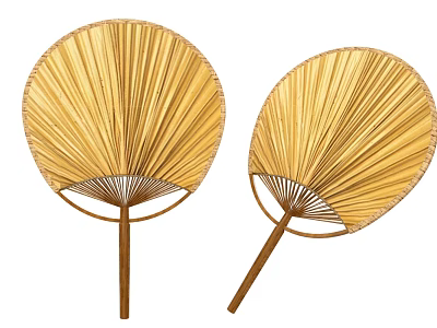 Natural Bamboo Handmade Round Fans With Traditional Design Practical Household Cooling Items 3d model
