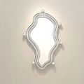 Unique Shape Wall Mounted Mirror With Colorful Frame And Dot Decorations Reflecting Room Scene