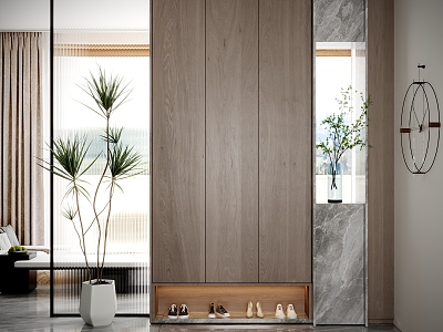 Modern Entrance Hall Shoe Change Cabinet 3d model