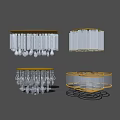 Elegant Modern Crystal Ceiling Lights With Round Metal Frame And Decorative Hanging Elements 3d model