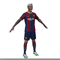 Man In Red And Blue Striped Football Jersey With Blue Shorts Striped Socks Green Cleats