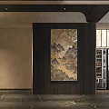 Traditional Chinese Clubhouse Interior Design With Wooden Screens Red Floral Branch And Marble Floor