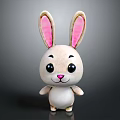 Cute White Rabbit Plush Toy With Big Pink Ears And Black Eyes