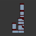 Modern Architectural Tower Design With Red And White Glass Facade And Multi Level Irregular Structure