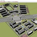 School Teaching Building Dormitory Building Gymnasium Library Bird's-eye View Planning 3d model