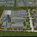 Industrial Factory Aerial Perspective Integrated Layout With Green Spaces And Adjacent Buildings