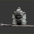 Exquisite Handcrafted Stone Elephant Sculpture Displayed On Wooden Platform