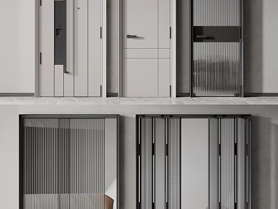 Modern Interior Swing Doors Design With Sleek Glass Panels And Metal Frames 3d model
