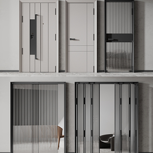 Modern swing door combination 3d model