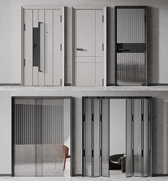 Modern swing door combination 3d model