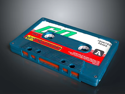 Vintage Cassette Tape With Blue Case 120 Minutes Max Recording Side A Round Reels 3d model