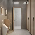 Modern Public Restroom With Sink Plant And Blinds