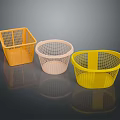 Colorful Plastic Mesh Baskets in Orange Pink and Yellow for Home Storage