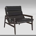 Modern Minimalist Accent Chair With Black Leather Upholstery And Dark Wooden Frame