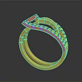 Elegant Gold Ring With Colorful Gemstones In Curved Unique Design