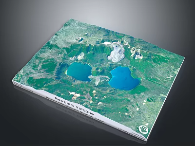 Realistic 3D Topographic Terrain Model Featuring Mountain Ranges And Blue Lakes 3d model