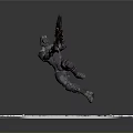 Armored Humanoid Character With Weapon On Grid Platform With Yellow Lines