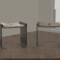 Stylish Black Metal Frame Stools With Light Colored Cushions On Wooden Floor Near Window
