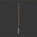 Traditional Spear With Yellow Wooden Shaft And Metal Spearhead White Red Decoration