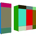 Green Yellow Display Refrigerators With Multiple Doors Filled With Various Beverages 3d model