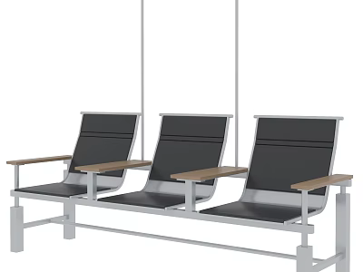 Modern Armchair Design With Metal Frame Black Cushion And Wooden Armrests 3d model