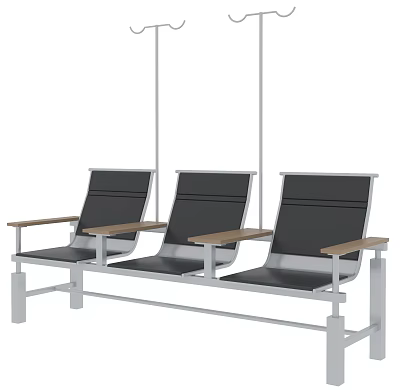Modern Armchair Design With Metal Frame Black Cushion And Wooden Armrests 3d model