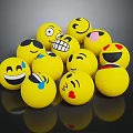 Yellow Emoji Face Balls Decorative Ornament Set For Home Desktop Decoration