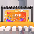 Outdoor Photo Spot With Colorful Market Stalls Tables And Urban Buildings