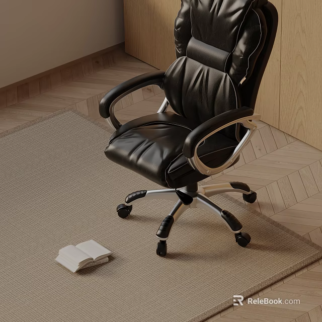 Black Leather Massage Chair With Ergonomic Design Silver Frame And Wheels For Home Relaxation 3d model 