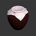 Traditional Brown Clay Jar With White Cloth Cover Tied By Rope On Dark Background