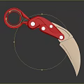 Red Karambit Knife With Shiny Ring Handle And Curved Sharp Metallic Blade 3d model
