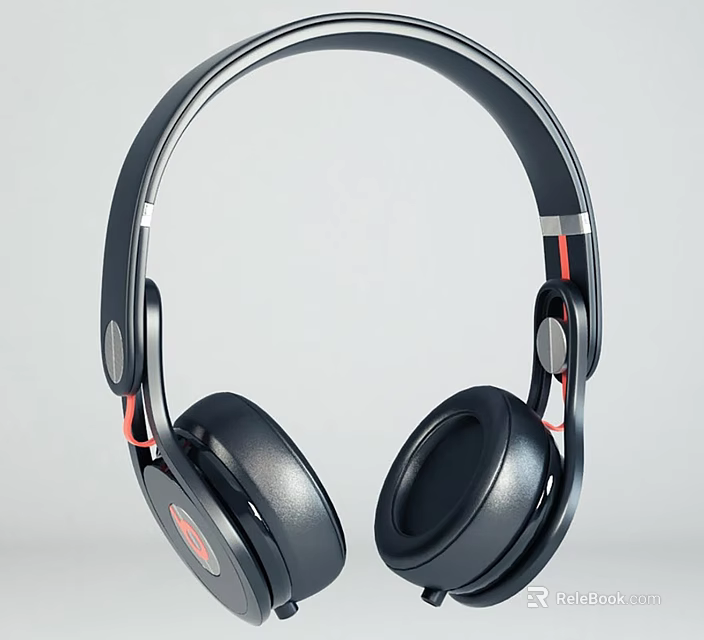 Wireless Over Ear Headphones Digital Audio Device With Stylish Black Design And Red Accents 3d model 