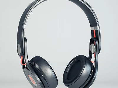 Wireless Over Ear Headphones Digital Audio Device With Stylish Black Design And Red Accents 3d model