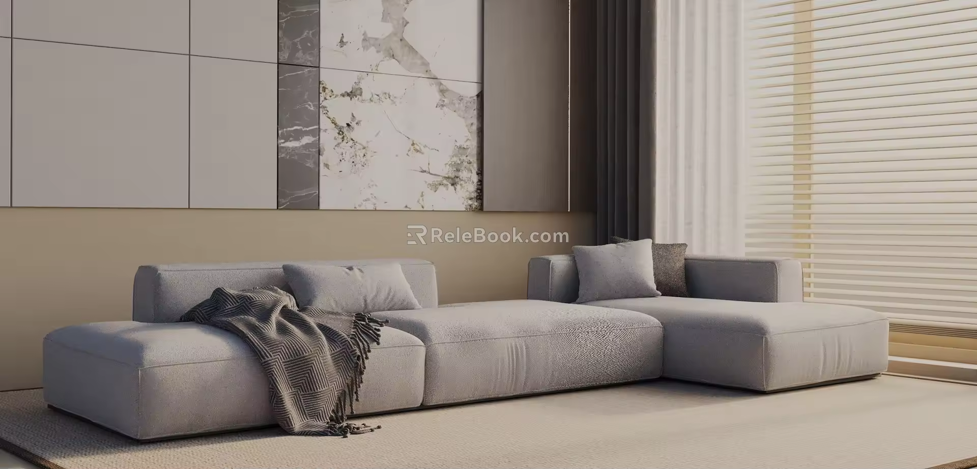 Modern three-seat sofa 3d model