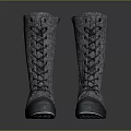Gray Tall Lace Up Boots With Felt Upper And Dark Rubber Sole
