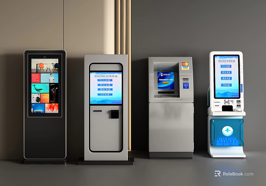 Modern Self Service Kiosks Featuring Multiple Functional Screens And User Friendly Interface 3d model