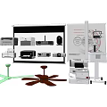 Essential Office Electronics Collection With Projectors Printers Fans Display Stands And Screens