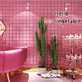 Pink Themed Bubble Tea Shop Interior With Mirrored Walls Staircase And Floral Decor