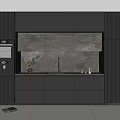 Modern Dark Gray Kitchen Cabinets With Sleek Panels Built in Appliances And Countertop Lighting